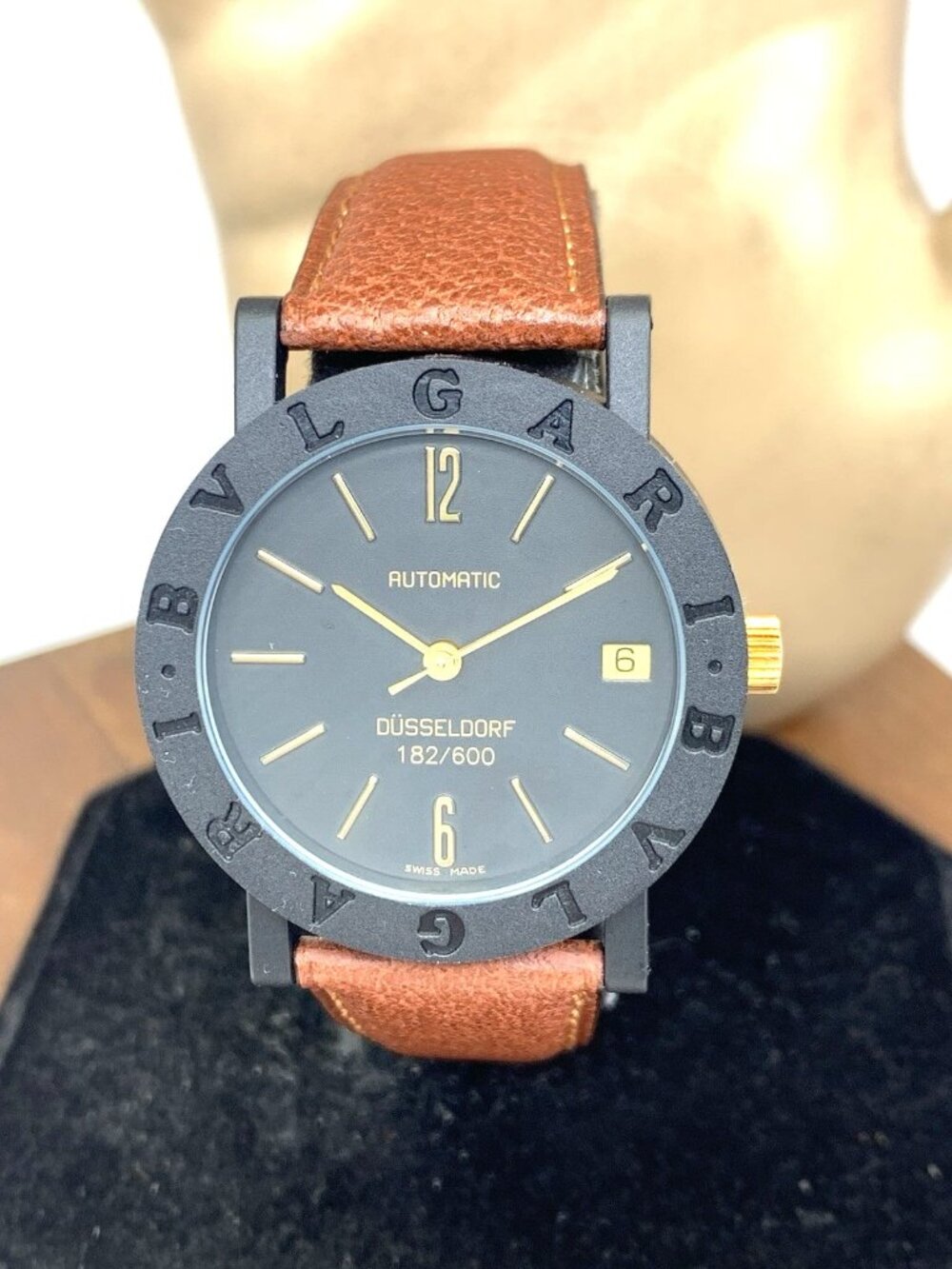 Bvlgari Watch Limited Edition Düsseldorf Swiss Automatic Black Dial Leather 34mm